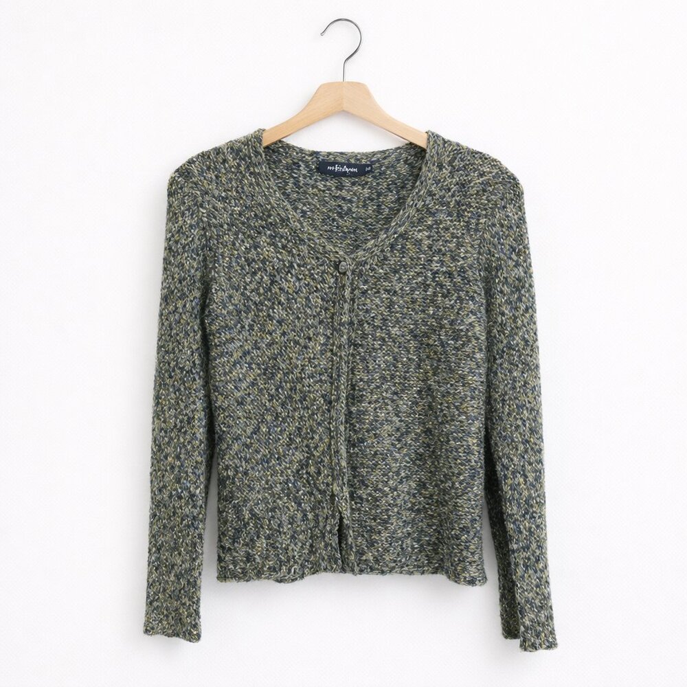 ERIC ALEXANDRE | Speckled Grey & Tan V-Neck Knit Sweater - Women's Small